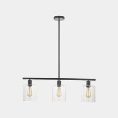 Chandelier Industrial Glass 3 Light Black