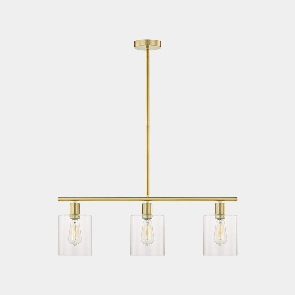 Chandelier Industrial Glass 3 Light Gold