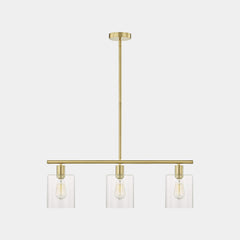 Chandelier Industrial Glass 3 Light Gold