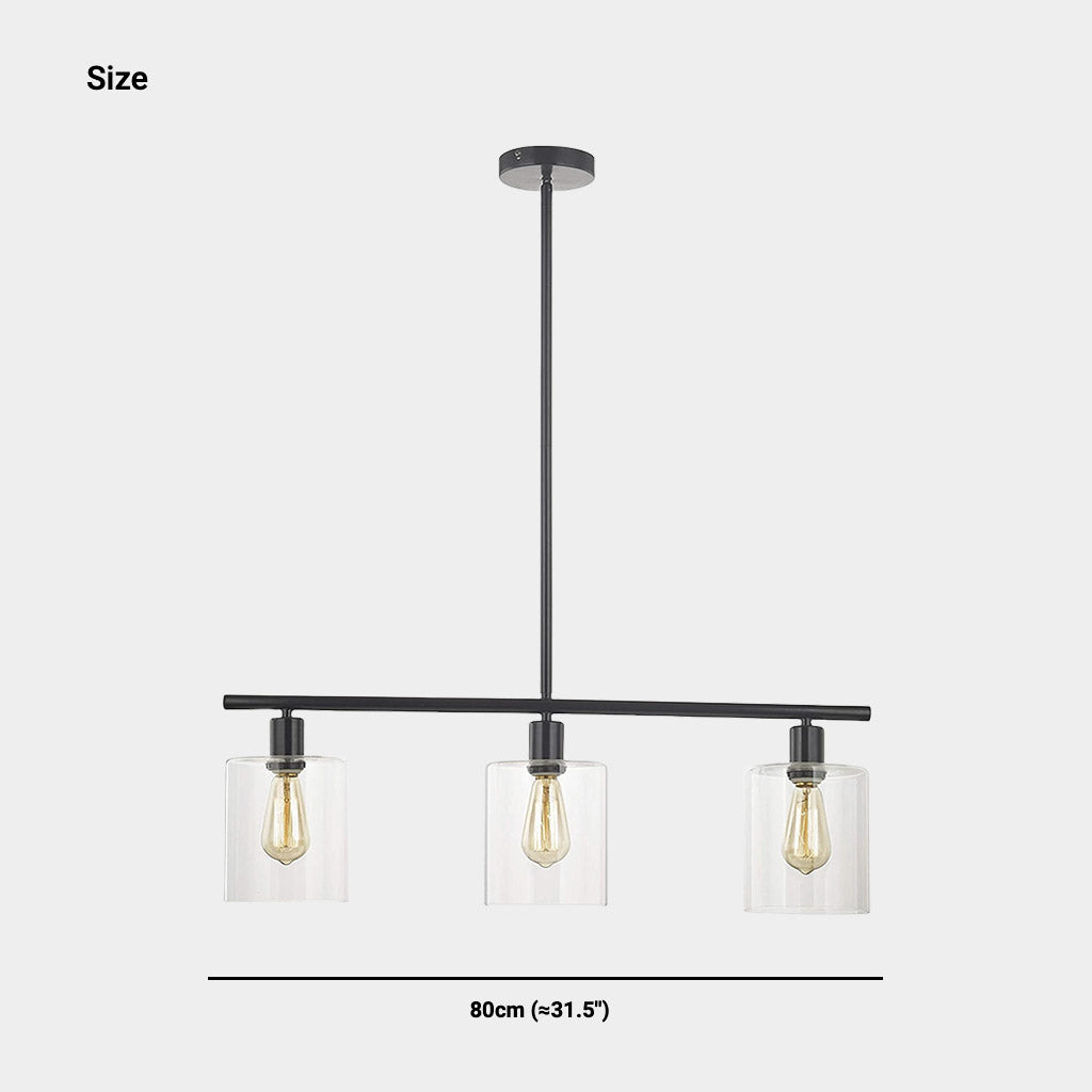 Chandelier Industrial Glass 3 Light Size