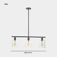 Chandelier Industrial Glass 3 Light Size