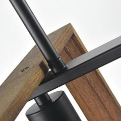 Chandelier Island Lighting Farmhouse Linear Rectangular Wood Detail