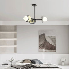 Chandelier Italian Black Copper Glass Globe 3 Lights Living Room