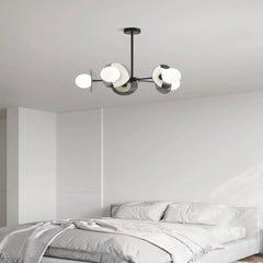 Chandelier Italian Black Copper Glass Globe 5 Lights Bedroom