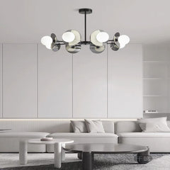 Chandelier Italian Black Copper Glass Globe 8 Lights Living Room