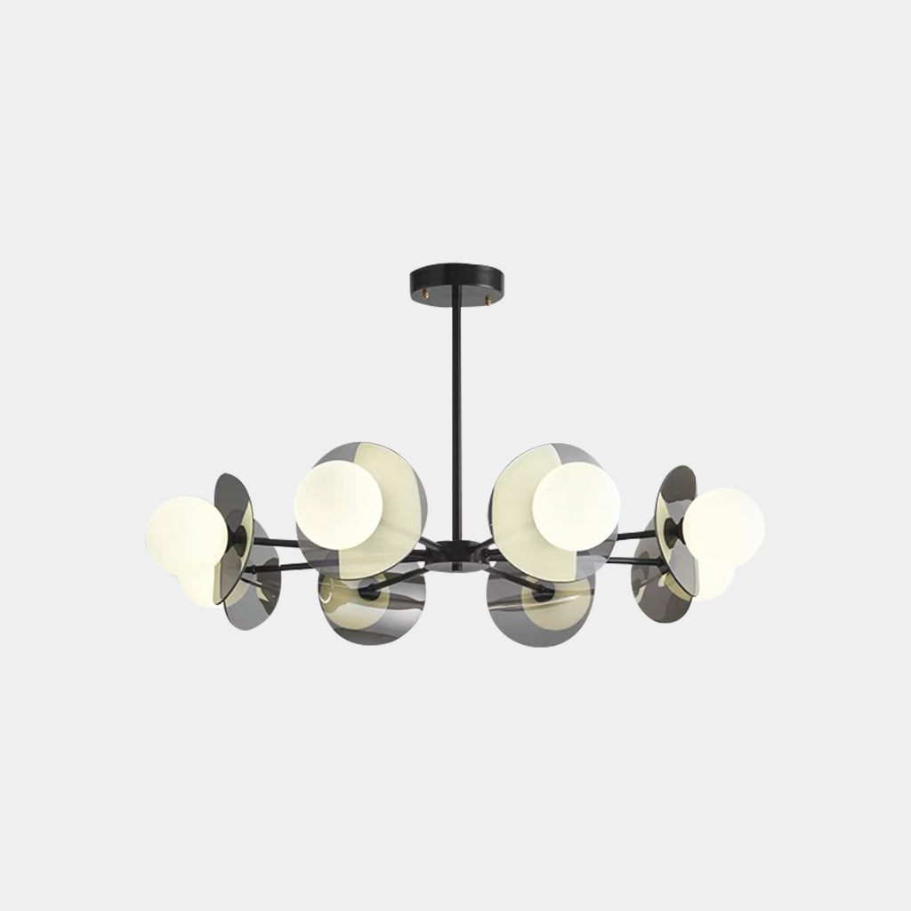 Chandelier Italian Black Copper Glass Globe 8 Lights