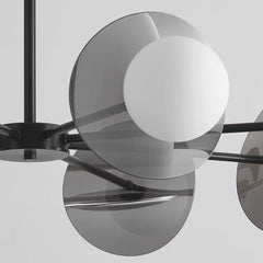 Chandelier Italian Black Copper Glass Globe Detail