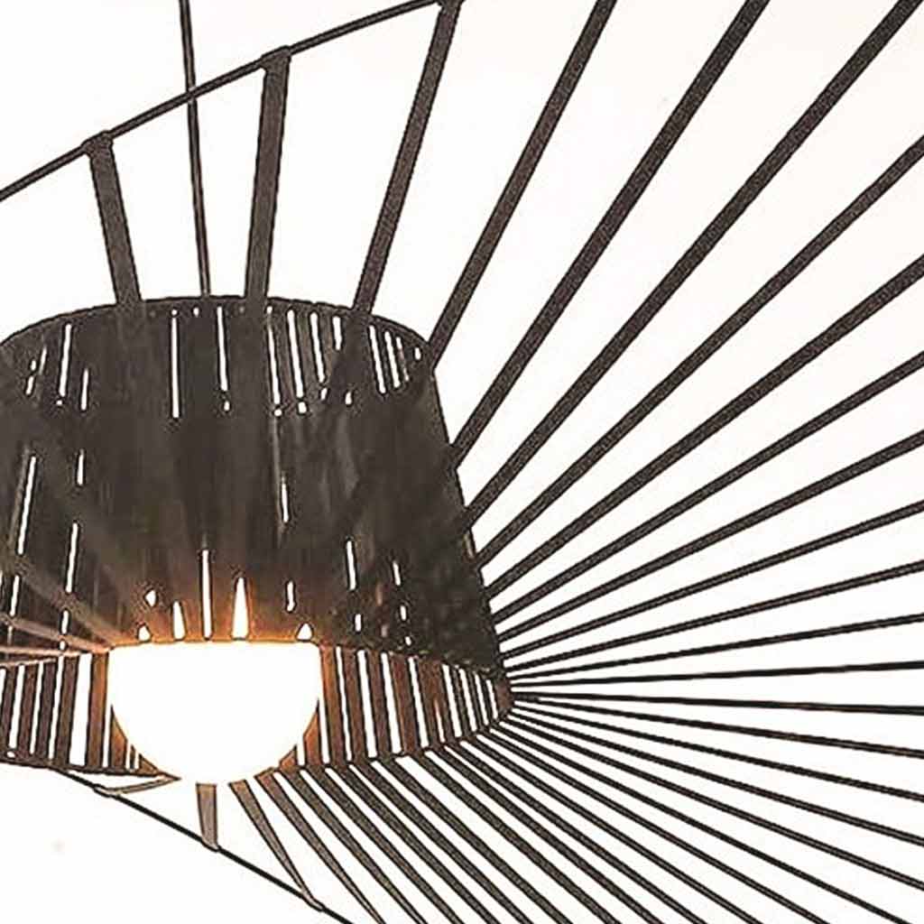 Chandelier Large Retro Vertigo Straw Hat Black Bulb