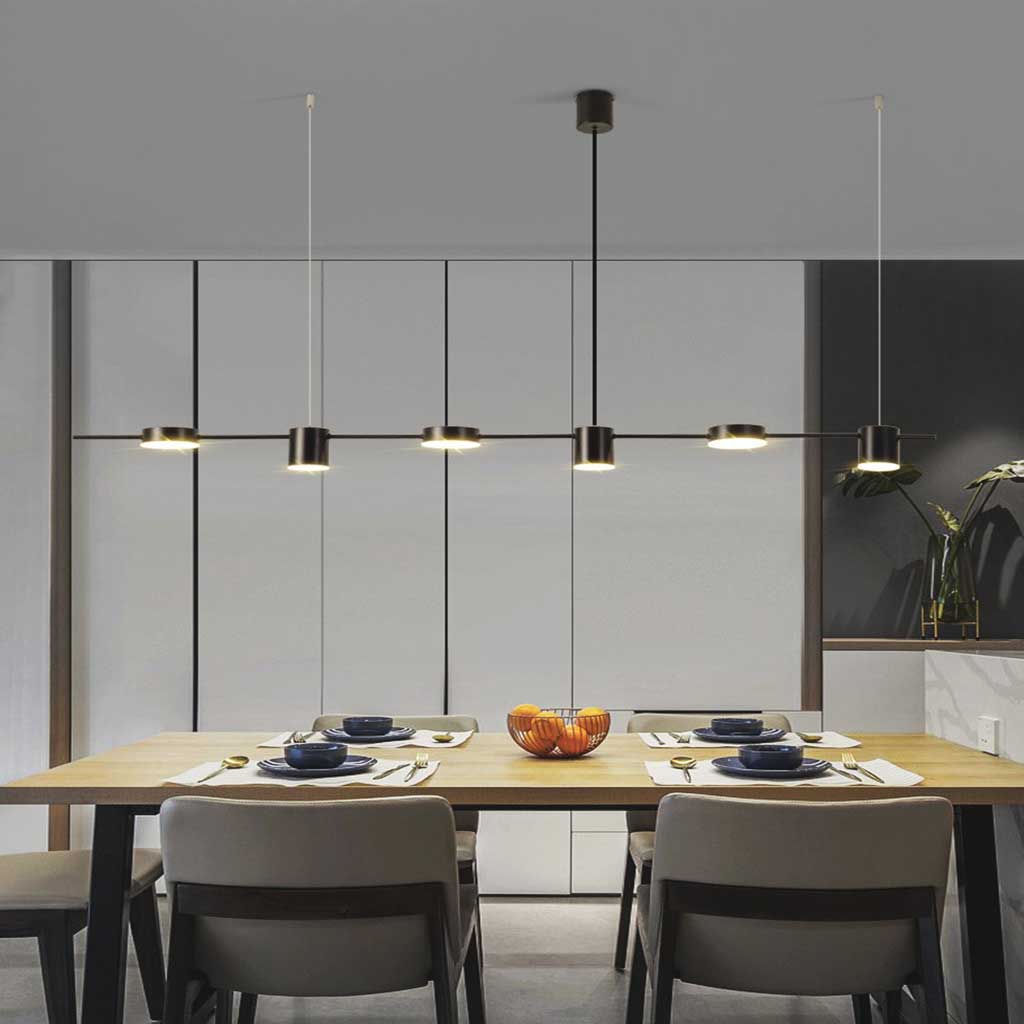 Chandelier Linear 6 Light Black Dining Room