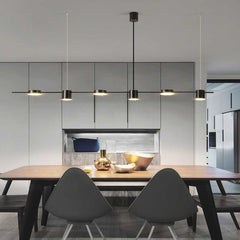 Chandelier Linear 6 Light Black Dining Table