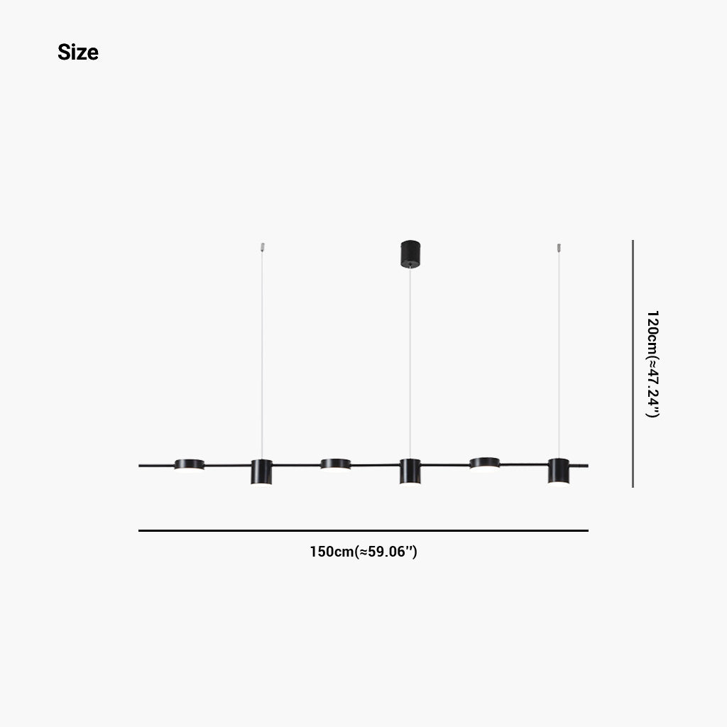 Chandelier Linear 6 Light Black Size
