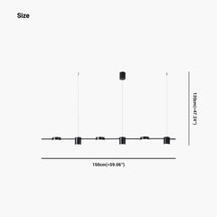 Chandelier Linear 6 Light Black Size