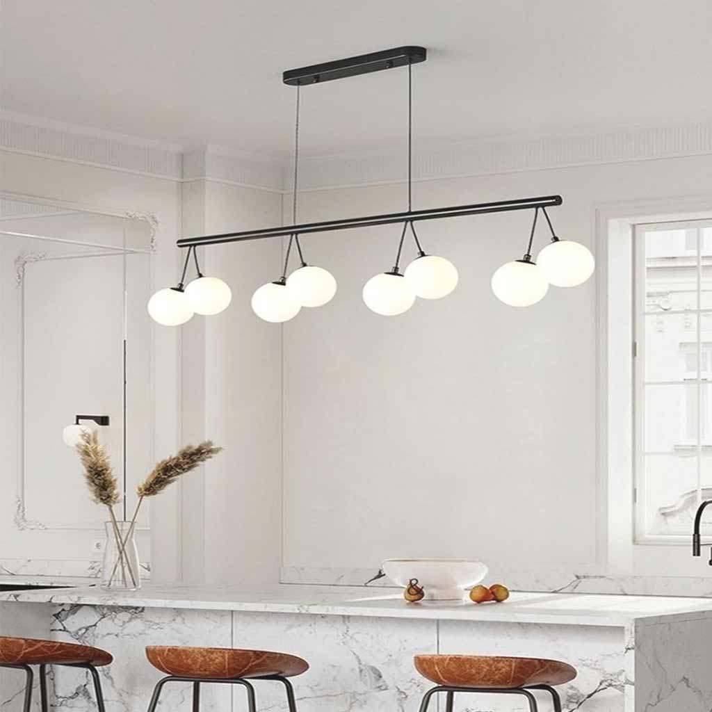 Chandelier Linear Glass Ball Cherry Dining Room