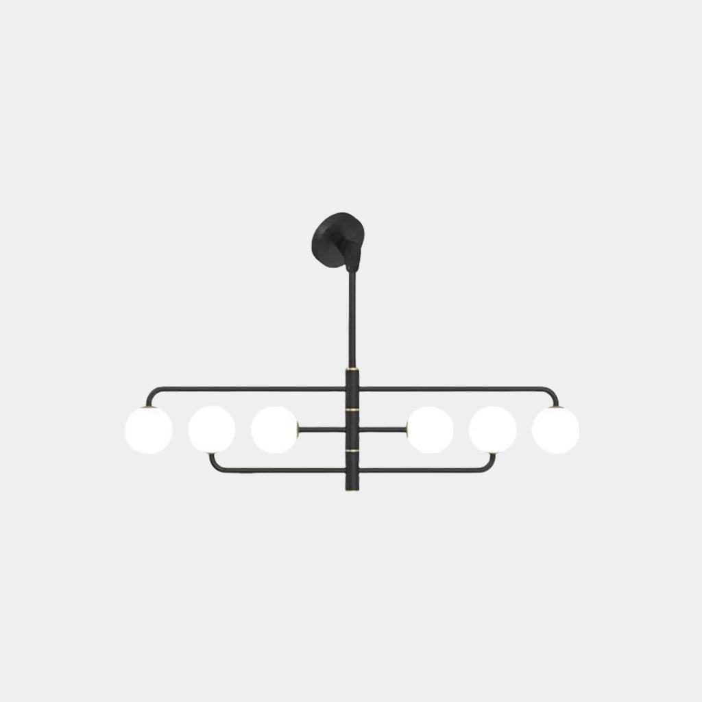 Chandelier Linear Glass Globe for Sloped Ceiling 6 Lights