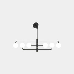Chandelier Linear Glass Globe for Sloped Ceiling 6 Lights