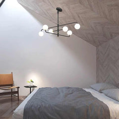 Chandelier Linear Glass Globe for Sloped Ceiling Bedroom