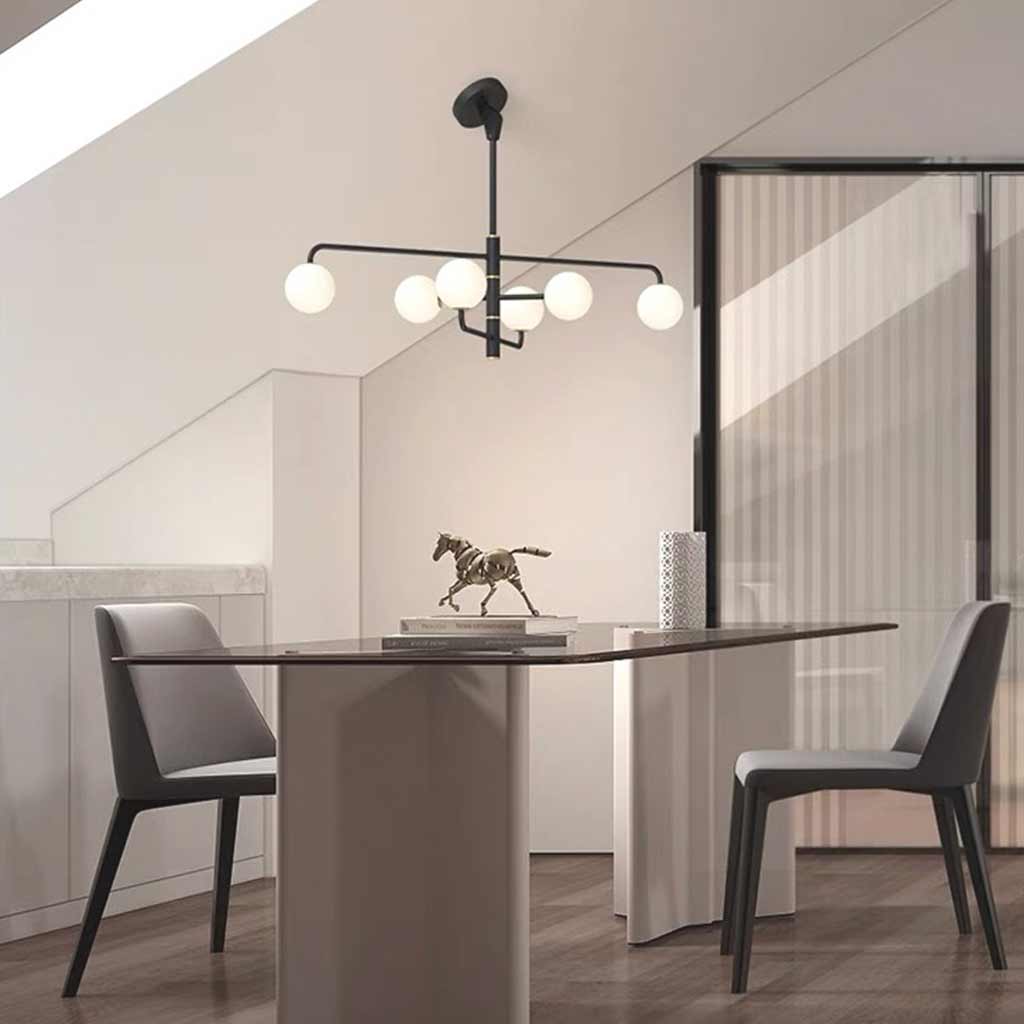 Chandelier Linear Glass Globe for Sloped Ceiling Dining Room