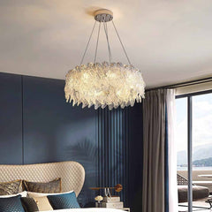 Pendant Light Chandelier Luxury Frosted Glass Leaf