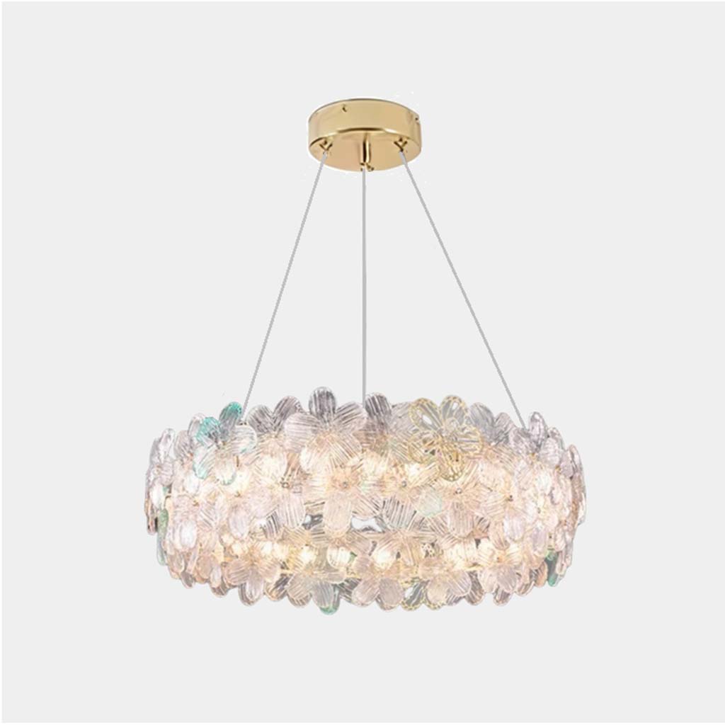 Chandelier Luxury Pink / Green Glass Flower Petal Round
