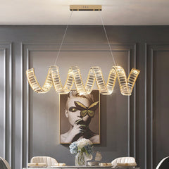 Chandelier Luxury Metal Crystal Wave Spiral LED, Gold