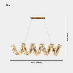Chandelier Luxury Metal Crystal Wave Spiral LED, Gold