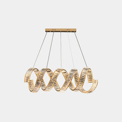 Chandelier Luxury Metal Crystal Wave Spiral LED, Gold