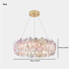 Chandelier Luxury Pink / Green Glass Flower Petal Round
