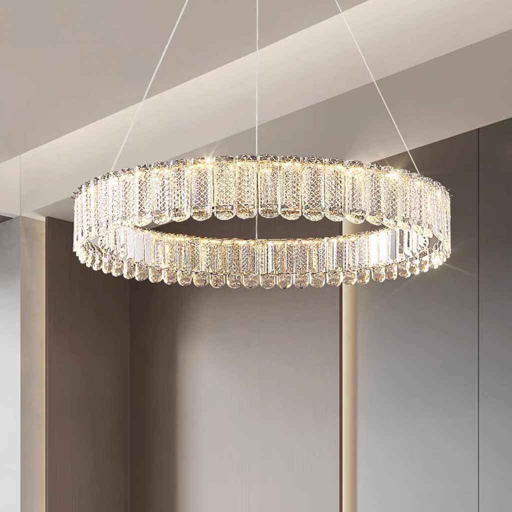 Chandelier Luxury Round Ring Crystal LED Living Room
