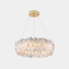 Chandelier Luxury Pink / Green Glass Flower Petal Round