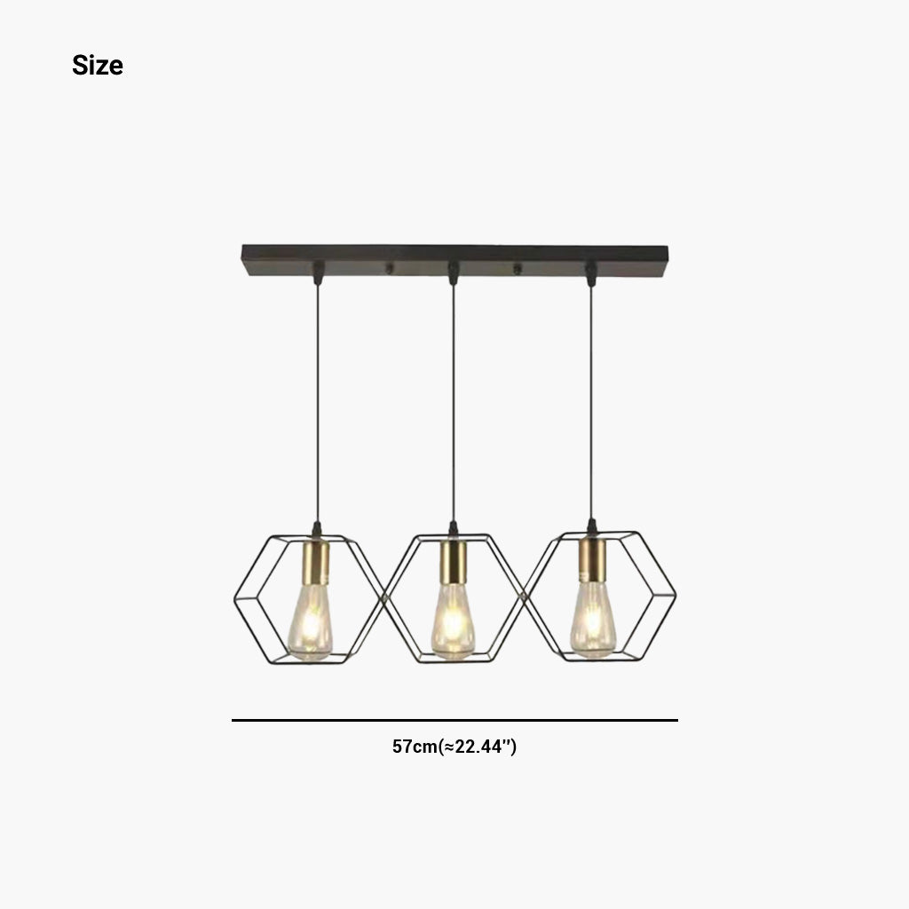 Chandelier Metal Frame 3 Heads Hexagonal Size