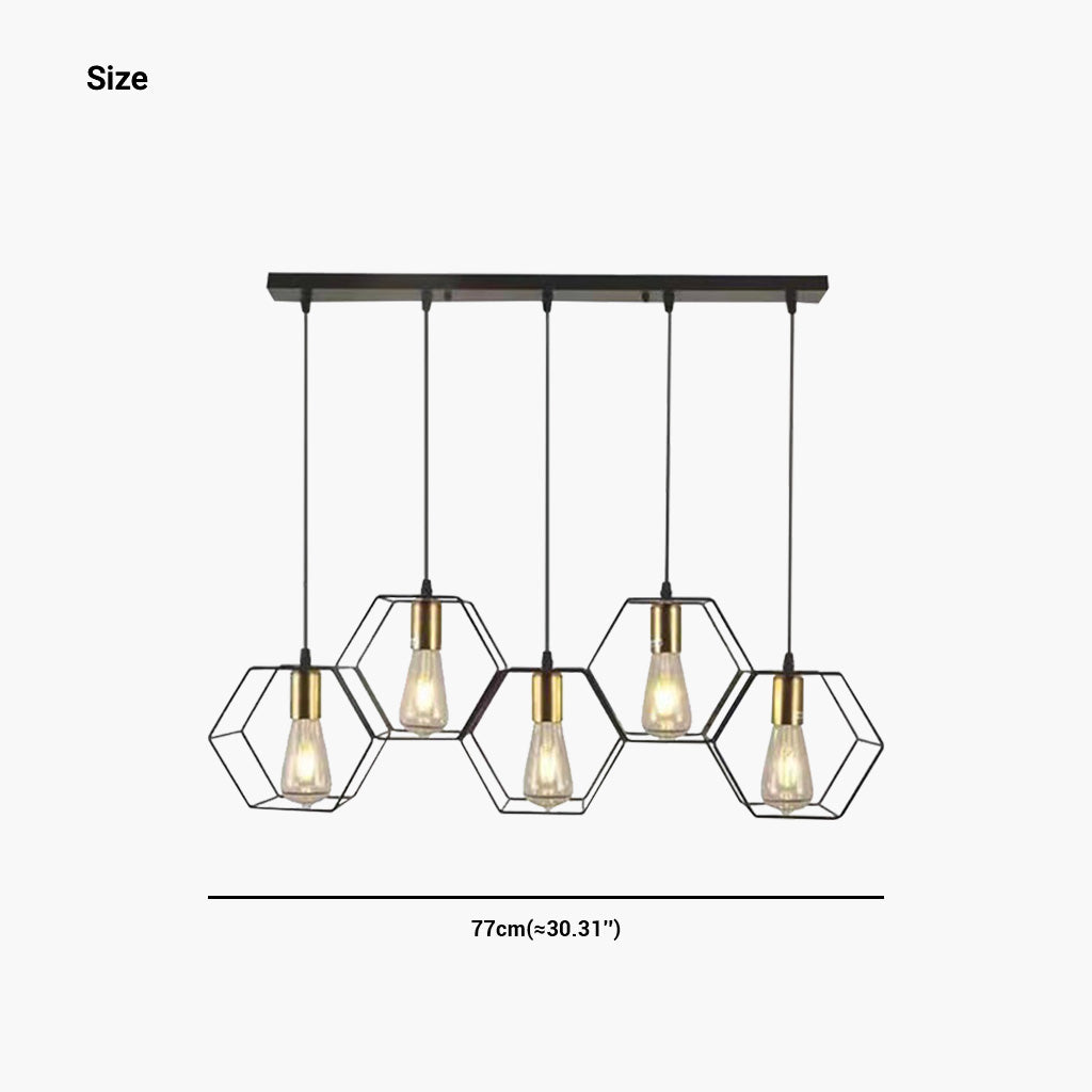 Chandelier Metal Frame 5 Heads Hexagonal Size
