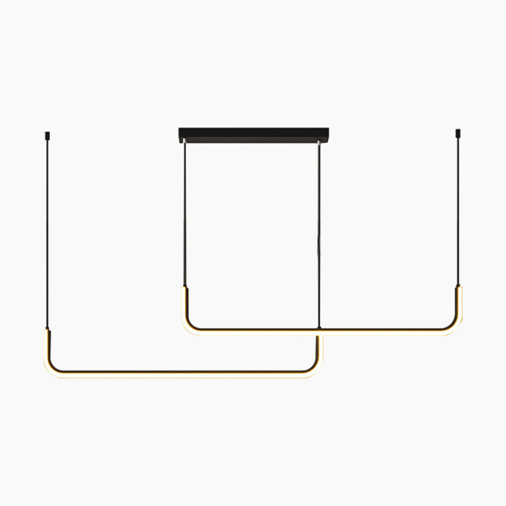 Chandelier Metal Linear LED Double Center Black