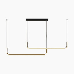 Chandelier Metal Linear LED Double Center Black