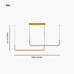Chandelier Metal Linear LED Double Center Gold Size