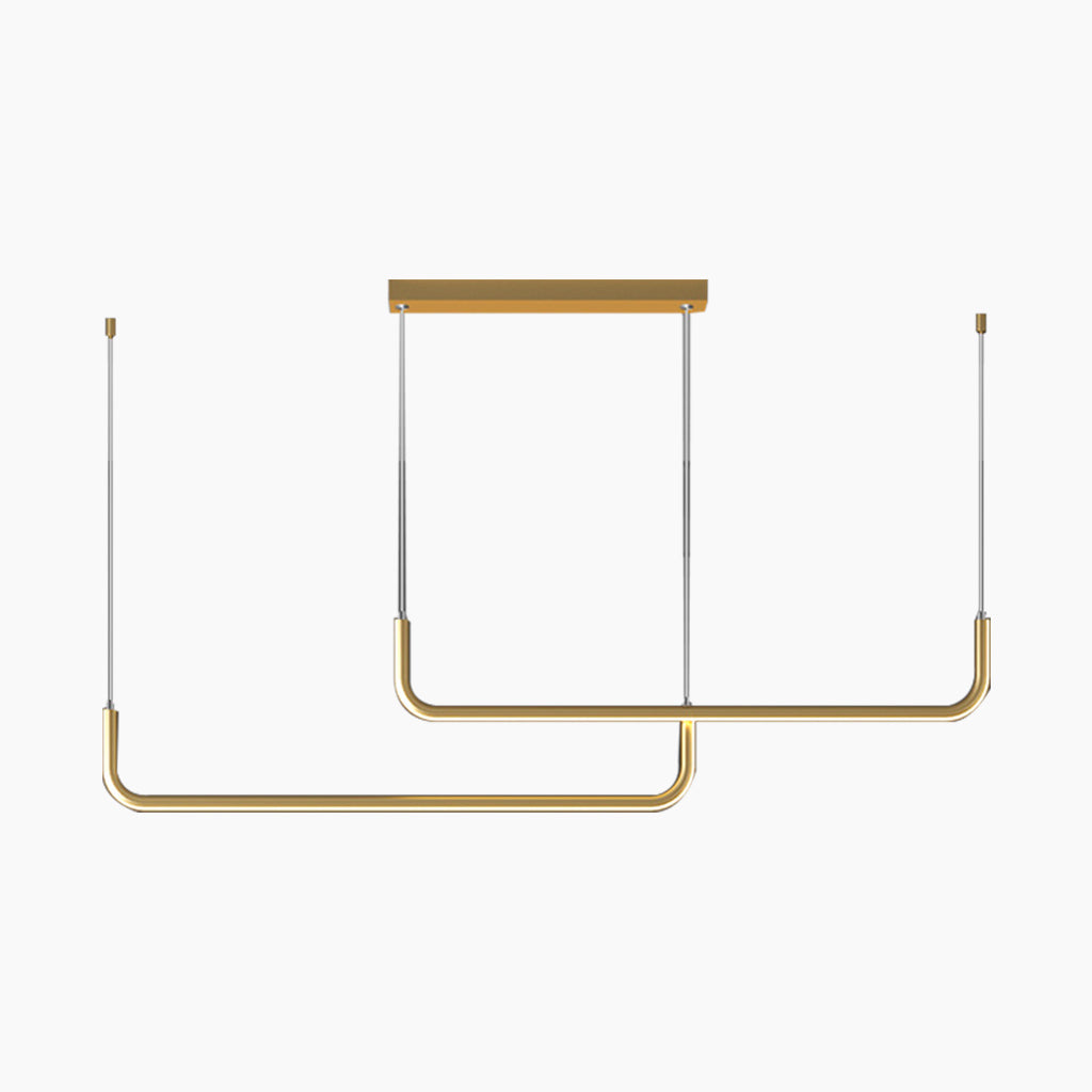 Chandelier Metal Linear LED Double Center Gold