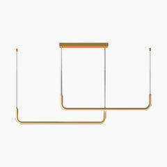Chandelier Metal Linear LED Double Center Gold