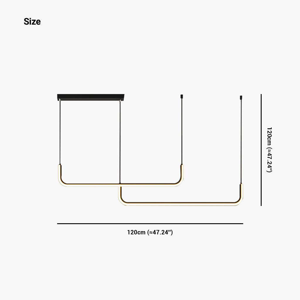 Chandelier Metal Linear LED Double Side Size