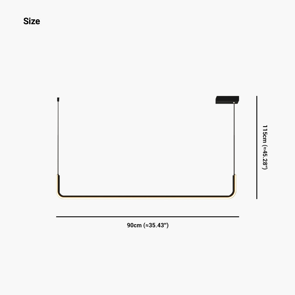 Chandelier Metal Linear LED Single Black Size