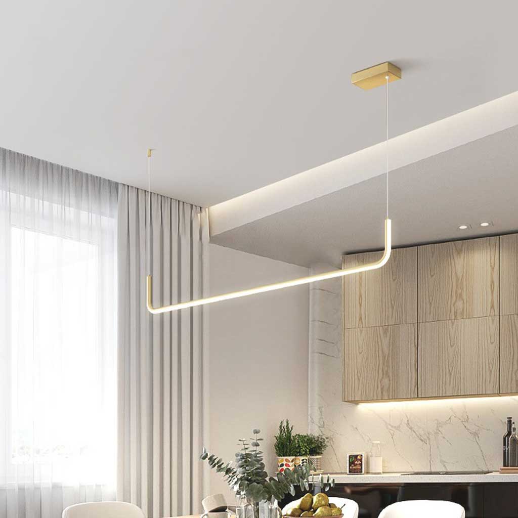 Chandelier Metal Linear LED Single Gold Dining Room