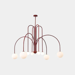 Chandelier Modern Arch Milk Glass Globe Sphere, 3 Colors