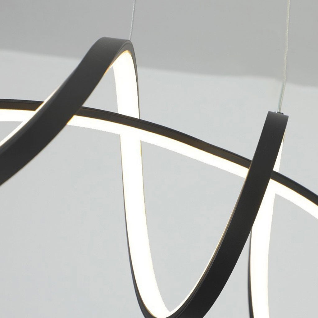 Chandelier Minimalist Aluminum Curved Dimmable LED Black Detail