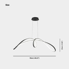 Chandelier Minimalist Aluminum Curved Dimmable LED Black Size