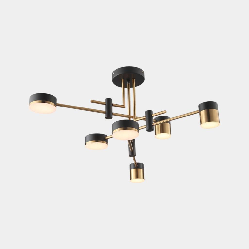 Ljuskrona Minimalistisk Svart och Guld Multi Arm LED 6 Heads