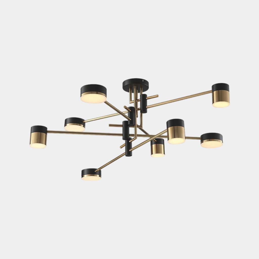 Ljuskrona Minimalistisk Svart och Guld Multi Arm LED 8 Heads