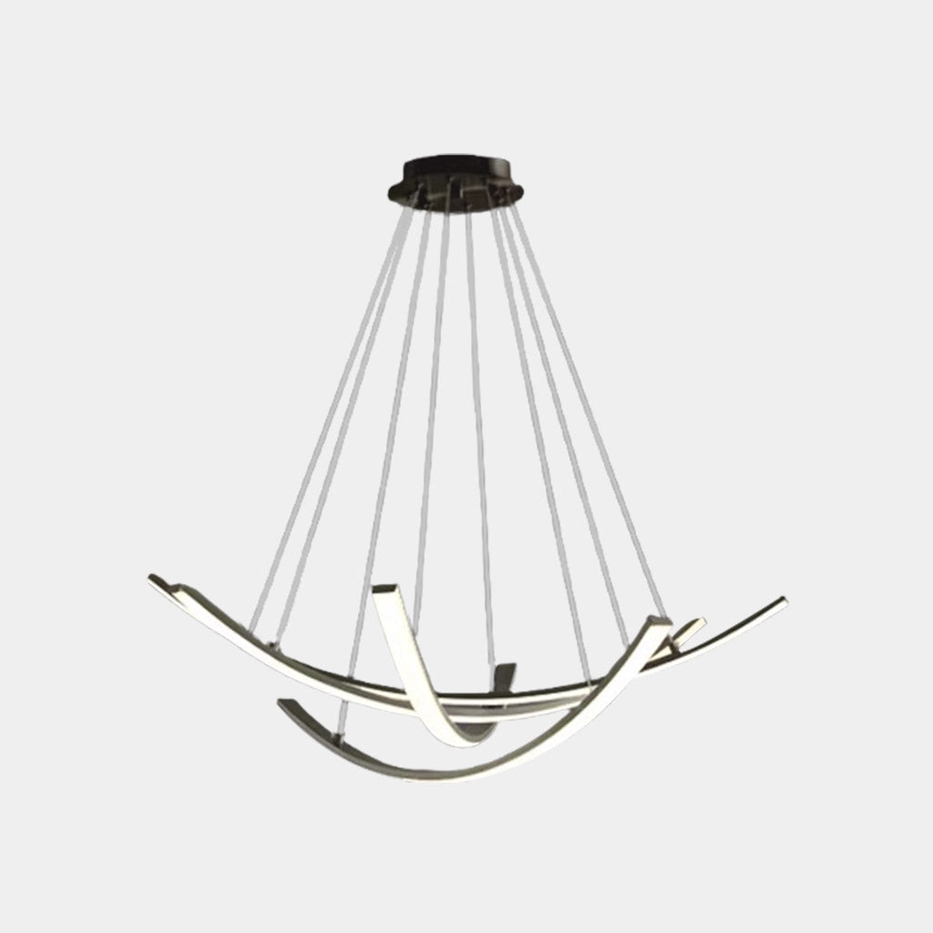 Chandelier Minimalist Brass Arc Curved Cross Black