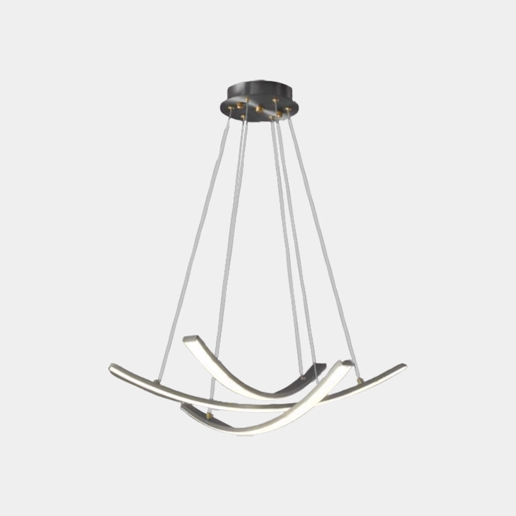 Chandelier Minimalist Brass Arc Curved Cross LED Black