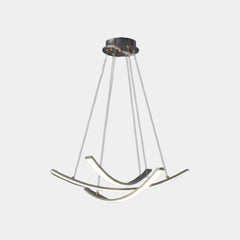 Chandelier Minimalist Brass Arc Curved Cross LED Black