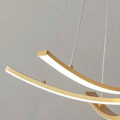 Chandelier Minimalist Brass Arc Curved Cross LED Detail