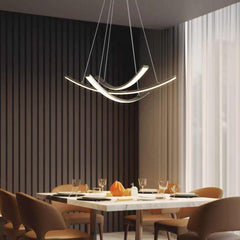 Chandelier Minimalist Brass Arc Curved Cross LED Dining Room
