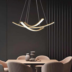 Chandelier Minimalist Brass Arc Curved Cross LED Dining Table